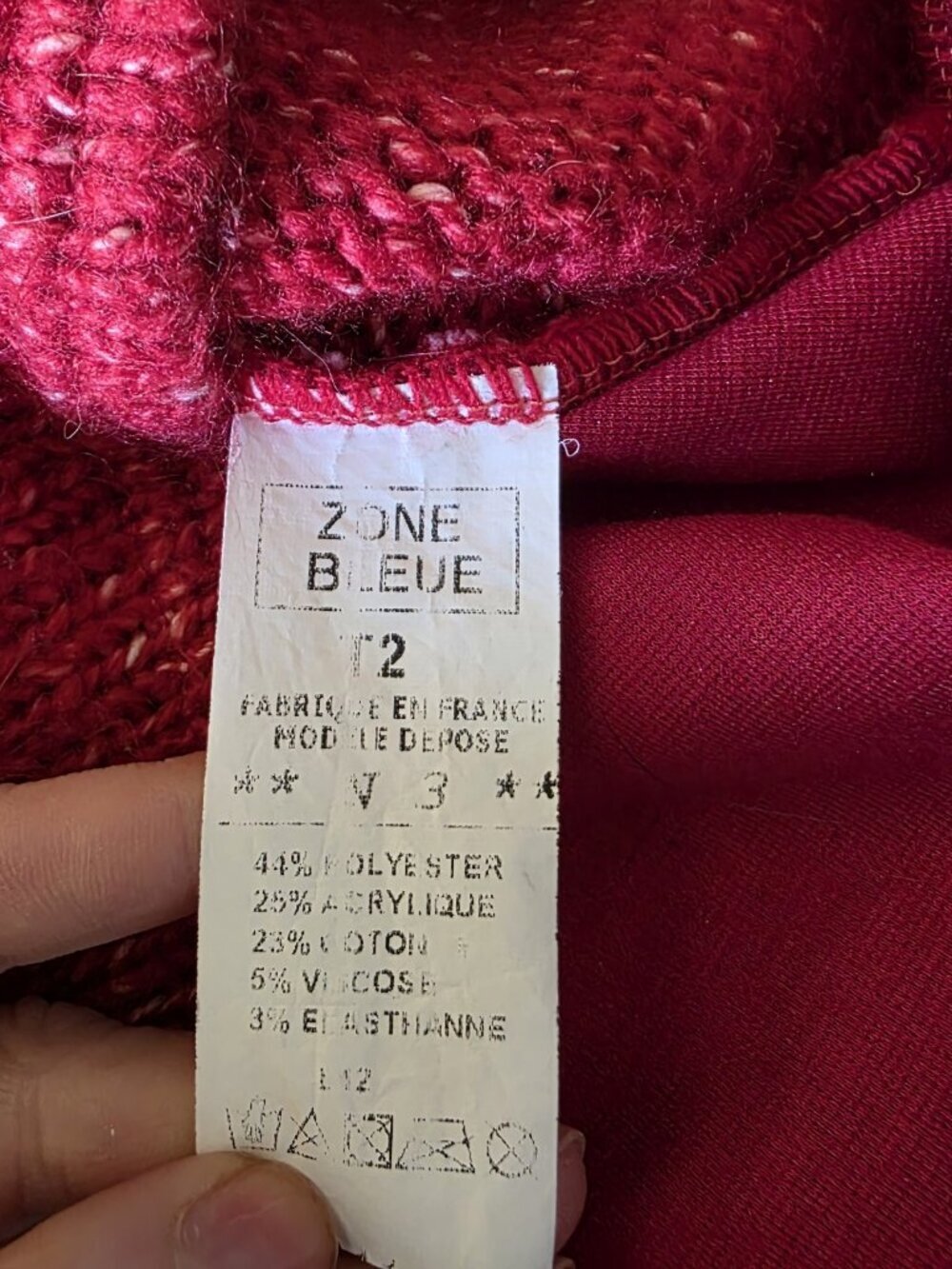 Zone Bleue Paris Vintage Silk Knit Red Off Shoulder Asymmetrical Zip Sweater XS - Picture 7 of 14